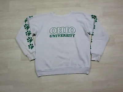 Vintage Ohio University Bobcats OU White Pullover Sweatshirt College (S/M) 80's • $27.98