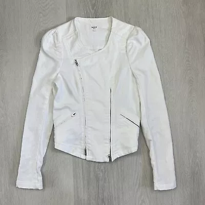 Seed Hertiage Womens White Denim Biker Jacket Size 6 • $29.95