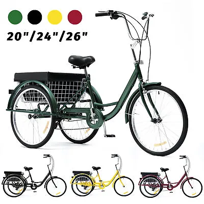 $269.99 • Buy 20 /24 /26  8-Speed Adult Tricycle 3-Wheel Bike Comfort Trike W/Shopping Basket