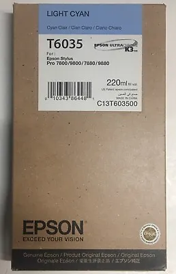 Epson T603500 220 Ml Light Cyan UltraChrome K3 Ink Cartridge • $70