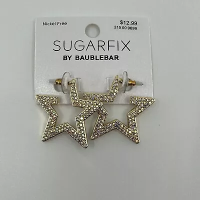 Sugarfix By Baublebar Earrings Star Gold Tone AB Crystal Bling Statement Hoop • $4.48