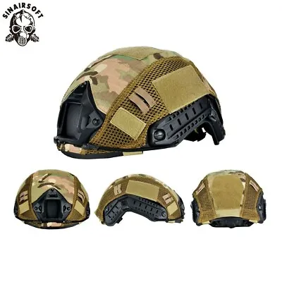 Tactical Airsoft Helmet Cover With Breathable Mesh For Fast Helmet Camo Headwear • £9.59