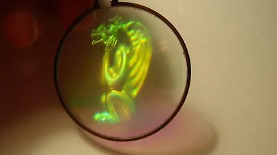 Vintage 3D Dragon Hologram  Brass & Glass Pendant • £38.60