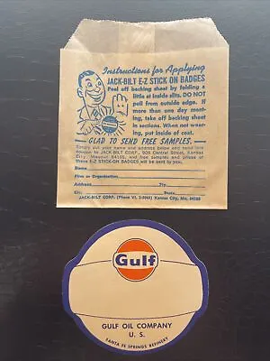 Vintage Decal Sticker” JACK-BILT STICK ON BADGES.           GULF OIL COMPANY U.S • $8.99