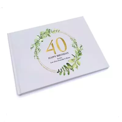 Personalised 40th Birthday Gift For Her Guest Book Gold Wreath Design GB-98 • £14.99