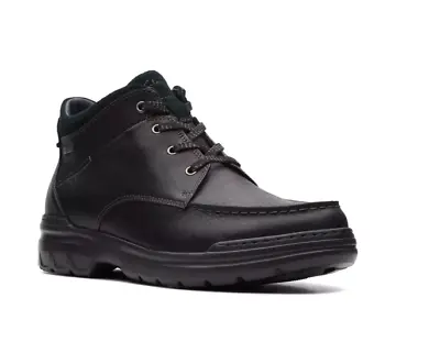 BNIB Mens Clarks ROCKIE 2 HI GTX Black Leather Gore Tex Boots • £89.99