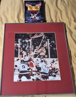 Framed Signed ×4 1980 Winter Olympics Miracle On Ice Hockey Photo Eruzione Craig • $89.95