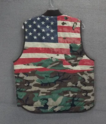 Denim & Supply Ralph Lauren Military Camo Distressed American Flag Quilted Vest  • $55.99