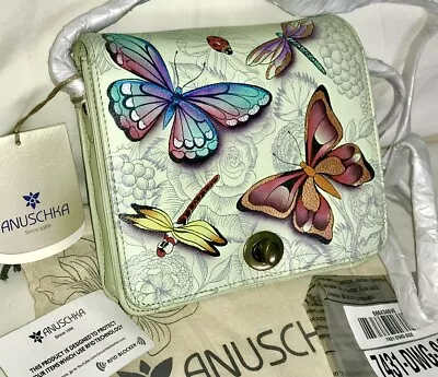 ANUSCHKA NWT🦋RFID Flap Front Crossbody-Dreamy Wings Sage 7431-DWG-SGE • $159.97