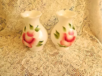 2 Vintage Hurricane Milk Glass  Hand Painted Flower Lamp Shades ~ 7  ~ FREE SHIP • $32