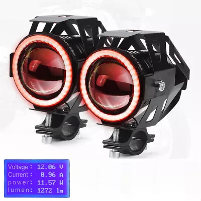 2pcs 125W LED Fog Light Motorcycle Headlight Driving Spot Lamp Angel Eyes Bright • $31.04