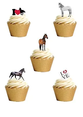 25 Stand Up Horse Pony Themed Edible Wafer Paper Cake Toppers • £2.49