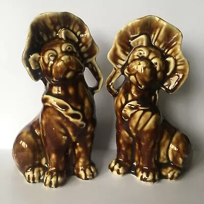 Rare Vintage Unusual Dog In A Bonnet Ceramic Ornament Pair Set • $10.58