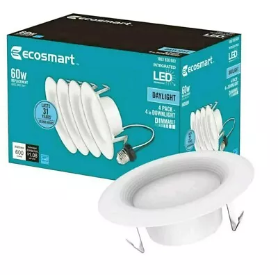 EcoSmart 4 In. White Integrated LED Recessed Trim Day Light 4-Pack • $15.99