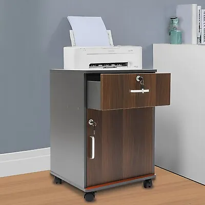 2 Tier Mobile File Cabinet Under Desk Metal Filing Cabinet With Lock & 1-Drawer • $56.05