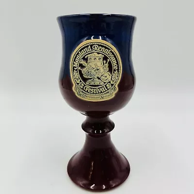 Pedestal Goblet Glazed Maryland Renaissance 1992 Festival Ceramic Deneen Pottery • $29.99