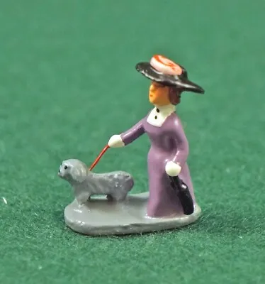 J Carlton  Gault French Miniature Figurine Woman Walking Cute Dog • $39.99