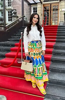Zara Woman High Waist Maxi Printed Cotton Skirt Size Xs M L_7685/024 Nwt Fw23 • $45