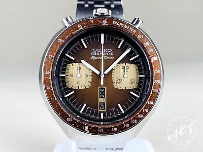 Vintage Seiko 5 Sports Speed Timer Bullhead Chrono Brown Dial Watch 6138-0070 • $102.50