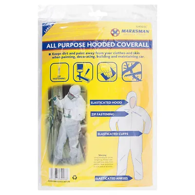 £5.90 • Buy Large All Purpose Safety Hooded Painters Coverall Boiler Suit Protective Diy 