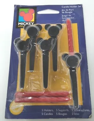 Set Of 5 Disney Mickey Mouse Ears Birthday Party Cake Candle Holders • $3.48