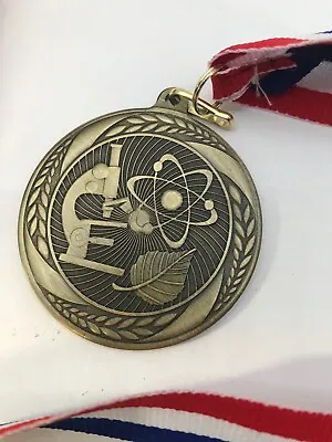 Science Medal Teacher Coach School 16  Ribbon Die Cast Medal Choice Of Color • $3.95