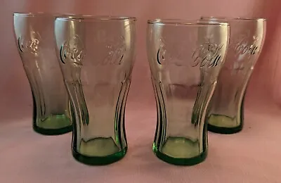 Set/4 Coca Cola Drinking Glasses Tumblers Green 6  VTG RARE HTF  • $19.95