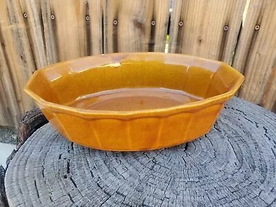 Vintage McCoy Amber Brown Pottery Casserole Dish Marked #7071 Oven Proof USA • $11