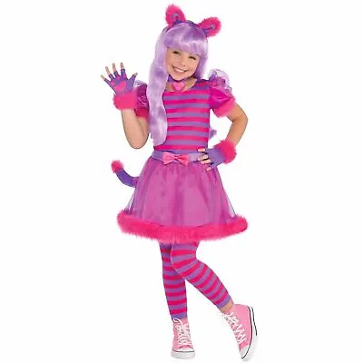 Girls Alice In Wonderland Cheshire Cat Pink Purple Book Day Fancy Dress Costume • £23.83