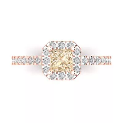 1.4 Ct Princess Natural Morganite Bridal Statement Designer Ring 14k Pink Gold • $259.34