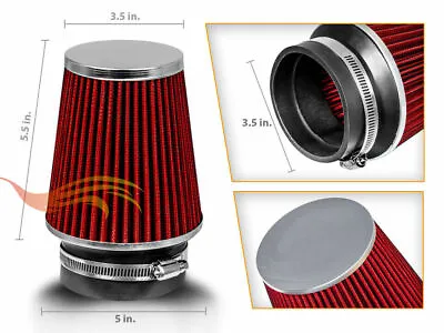 RED 3.5  Inches Inlet 89mm Cold Air Intake Cone Dry Type Narrow FILTER VW • $17.99