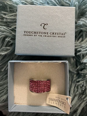 $10.50 • Buy NIB! Touchstone Crystal Rose Diamonds Ring - Size 7 - Pink Swarovski Retired 😍