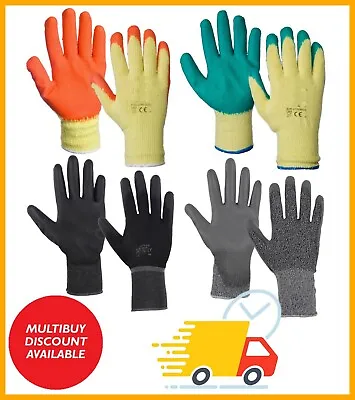 Builders Work Gloves Nylon Safety Pu Grip Anti Cut Level 5 Mechanic Garden 1-120 • £19.99