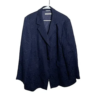 Marina Rinaldi Jacket Women's 25 Navy Blue Floral Made In Italy Single Button • $22.05