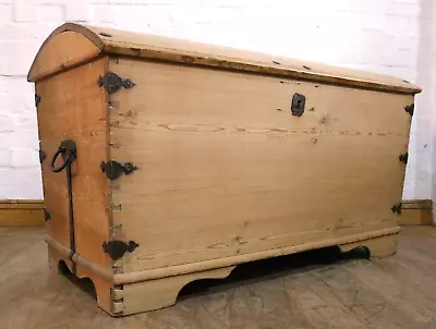 Large Antique Rustic Domed Top Blanket Box - Coffer - Chest - Storage Trunk • £225