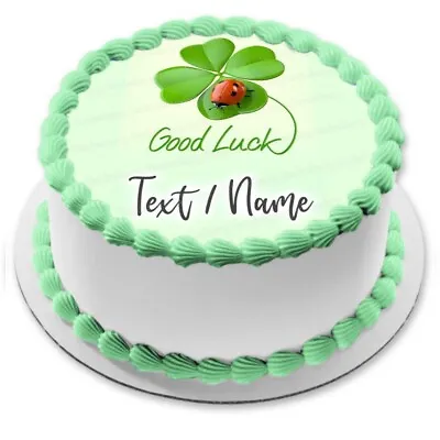 Luck Edible Cake Pad Party Decoration Personalized Name Cloverleaf Ladybug • £7.68