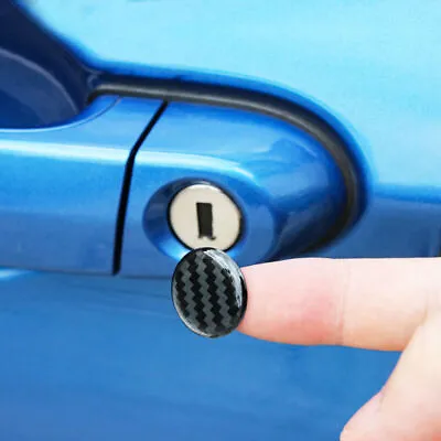 4pcs 20mm Carbon Fiber Car Door Lock Keyhole Protector Cover Sticker Accessories • £2.39