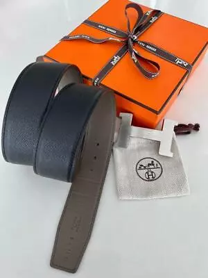 Auth Hermes 42mm Reversible Etain/Black Belt Kit Silver H Constance Buckle 90cm • £627.34