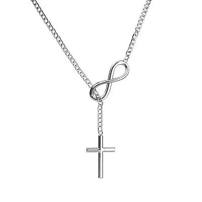 Sterling Silver Infinity Charm Cross Pendant Women Beauty Jewelry Necklace Gift • $15.99