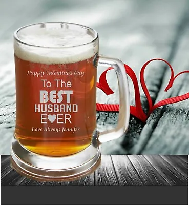 $27 • Buy Valentine's Day Personalised Beer Stein 500ml Glass Mug Engraved Gift For Him