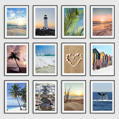 £3.99 • Buy Beach Wall Art Prints Sunset Tropical Sea Ocean Posters Bathroom Pictures Decor