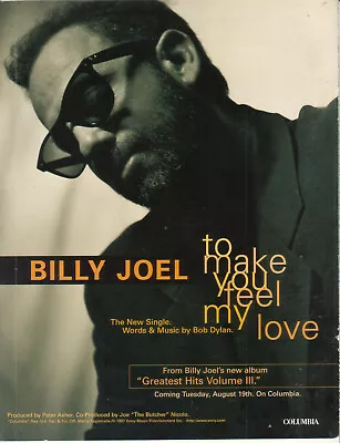 Billy Joel 1997 Ad- To Make You Feel My Love Advertisement • £6.76