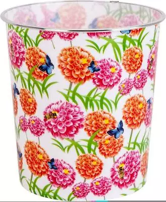 Waste Paper Dust Bin Round Plastic Floral Summer Colourful Home Office 7.7L • £6.89