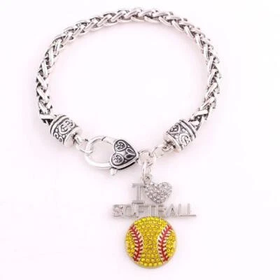 $11.99 • Buy Softball Bracelet  I Love Softball With Lobster Claw NEW