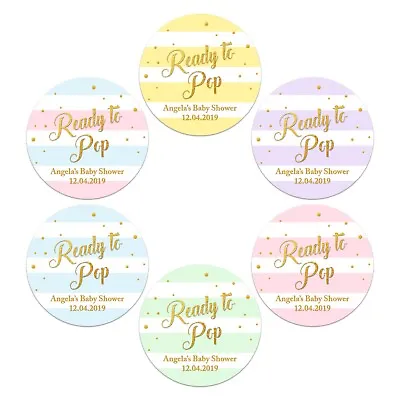 Personalised Baby Shower Stickers Labels Ready To Pop Party Favours • £3.49