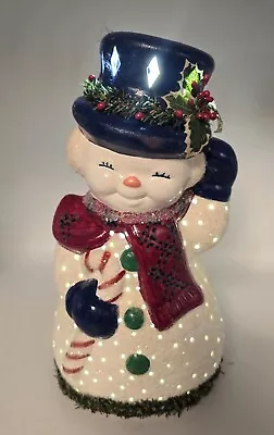 VTG Christmas Ceramic Mold  Snowman Light Up Figurine Christmas 12  Handpainted  • $29