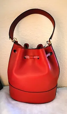 New With Tag Lauren Ralph Lauren Leather Medium Sized Andie Drawstring Red Bag • £361.43