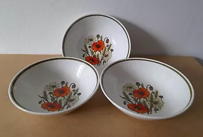 Vintage J&G Meakin Studio - Orange Poppy Pattern - Three Dessert / Cereal Bowls • £19.99