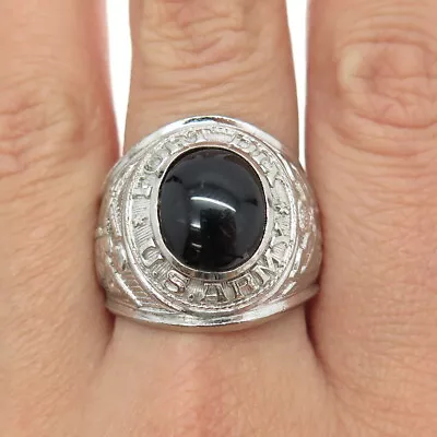 TAYLOR MAID Sterling Silver Antique WWII Onyx US Army Fort Dix Ring Size 10.25 • $167.99