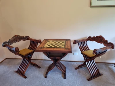$2500 • Buy Italian Savonarola Chess Table And Chairs